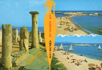 POSTAL PV09332: Ruinas romanas y playa en La Escala, Costa Brava