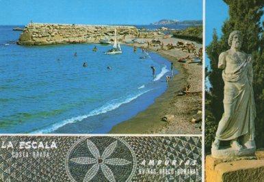 POSTAL PV09330: Puerto Romano, mosaico y Esculapio en La Escala