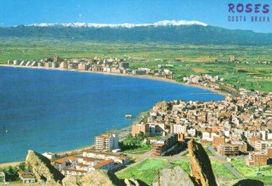 POSTAL PV09376: Rosas vista general y Pirineos, Costa Brava