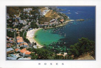 POSTAL PV09472: Vista aerea de la playa de Roses, Costa Brava