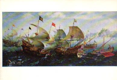 POSTAL PV09401: Aert Van Antum, Bataille entre navires hollandais et anglais