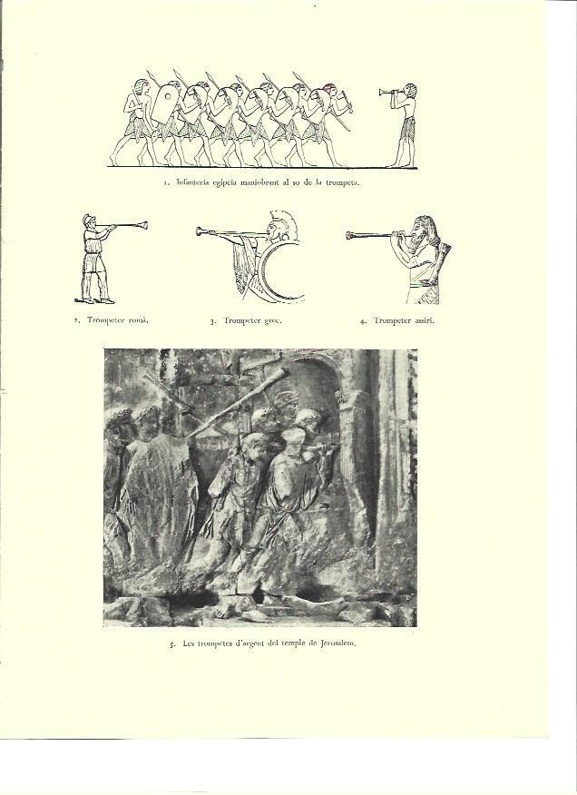 LAMINA 36315: Representacion de trompetas en Roma, Grecia y Egipto