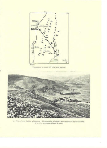 LAMINA 36439: Mapa del Hebal y Garizim y vista del monte Garizim