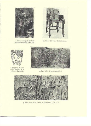 LAMINA 36125: Relieve de Assurbanipal y relieve de la tumba de Ptahhotep