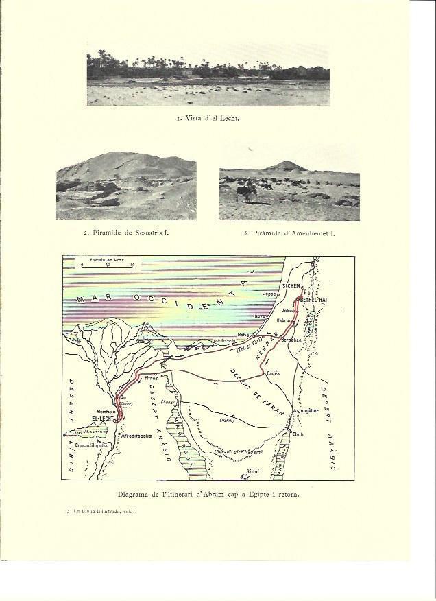 LAMINA 36206: Piramides y mapa del itinerario de Abraham a Egipto