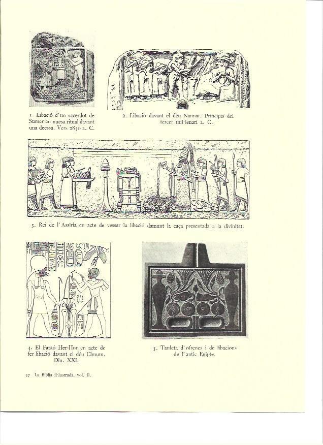 LAMINA 36137: Relieves de Asiria y Egipto con ofrendas
