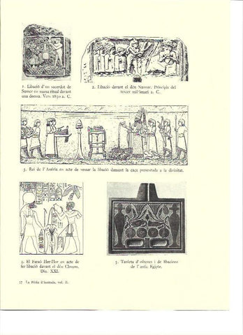LAMINA 36137: Relieves de Asiria y Egipto con ofrendas