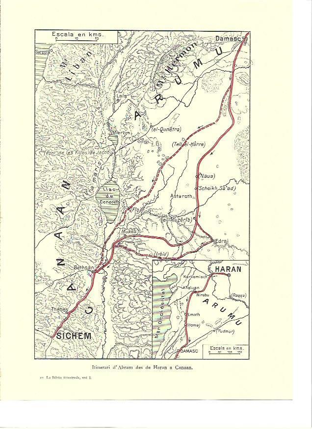 LAMINA 36202: Mapa del itinerario de Abraham de Haram a Canaan