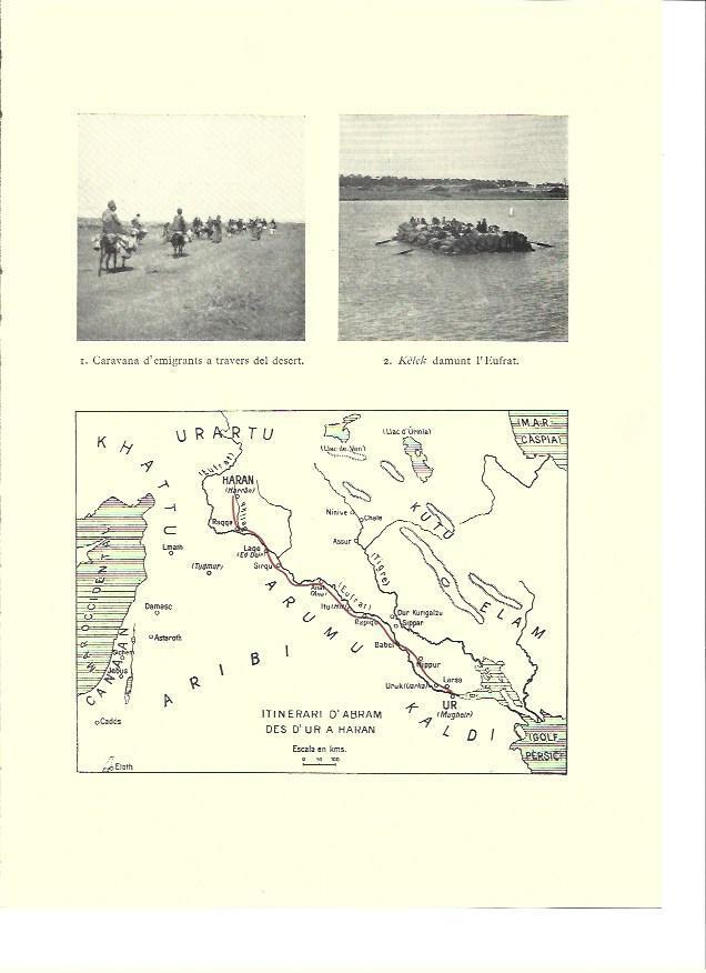 LAMINA 36200: Caravana en el desierto de Irak y mapa del itinierario de Abraham