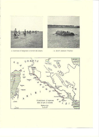 LAMINA 36200: Caravana en el desierto de Irak y mapa del itinierario de Abraham