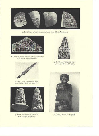LAMINA 36188: Gudea y conos y tablillas cuneiformes