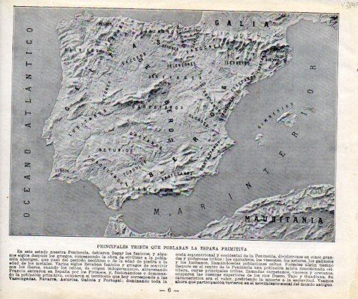 LAMINA V38925: Mapa principales tribus que poblaban la España primitiva