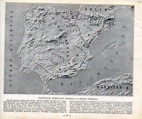 LAMINA V38925: Mapa principales tribus que poblaban la España primitiva