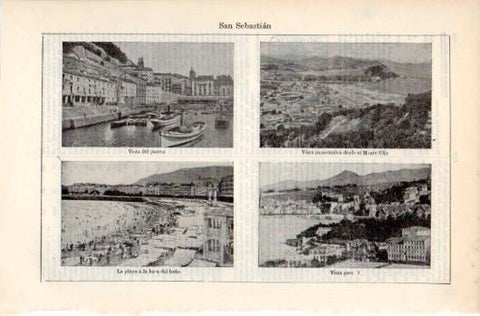 LAMINA V39474: Vista panoramica puerto y playa de San Sebastian