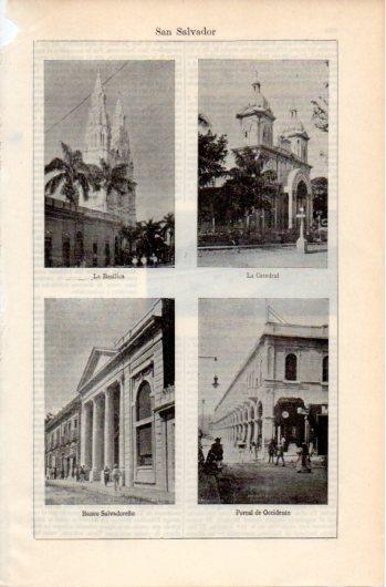 LAMINA V39519: Basilica, Catedral, Banco Salvadoreño y Portal de Occidente en San San Salvador