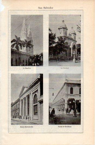 LAMINA V39519: Basilica, Catedral, Banco Salvadoreño y Portal de Occidente en San San Salvador