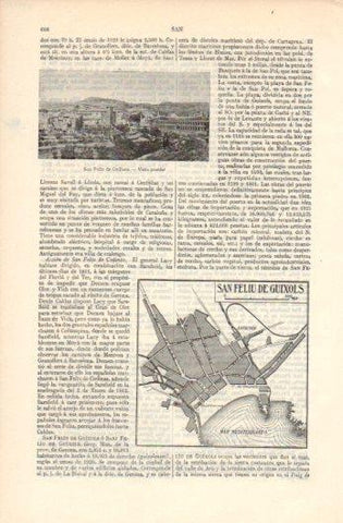 LAMINA V39370: Vista y plano de San Feliu de Guixols