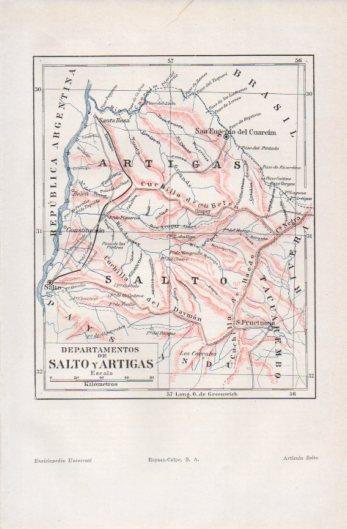 LAMINA V39343: Mapa de los Departamentos de Salto y Artigas