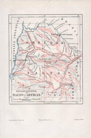 LAMINA V39343: Mapa de los Departamentos de Salto y Artigas