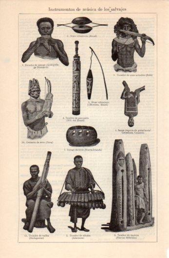 LAMINA V39348: Instrumentos de musica de los salvajes