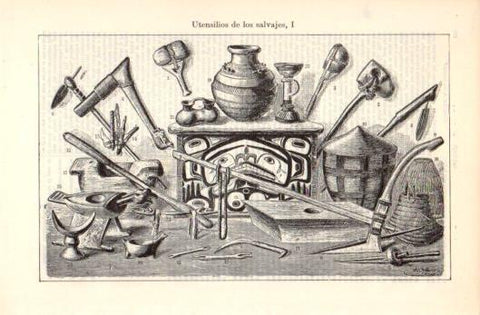 LAMINA V39355: Utensilios de los salvajes I