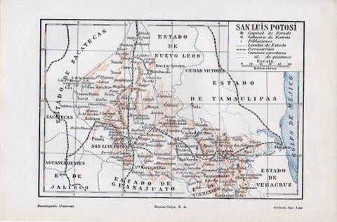 LAMINA V39420: Mapa de la provincia de San Luis Potosi