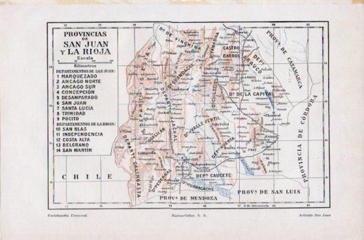 LAMINA V39424: Mapa de las provincias de San Juan y La Rioja