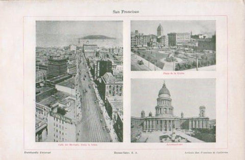 LAMINA V39391: Calle del Mercado, Plaza de la Union y Ayuntamiento en San Francisco
