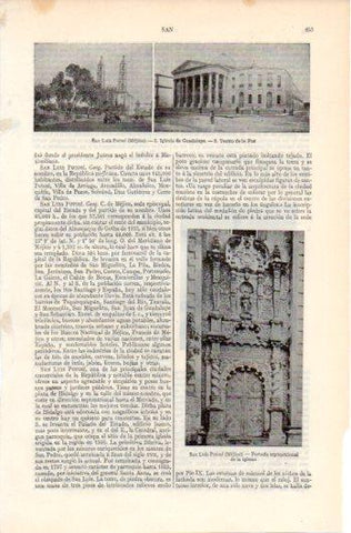 LAMINA V39407: Iglesia de Guadalupe y Teatro de la Paz en San Luis Potosi, Mejico