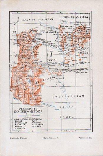 LAMINA V39408: Mapa de las provincias de San Luis y Mendoza