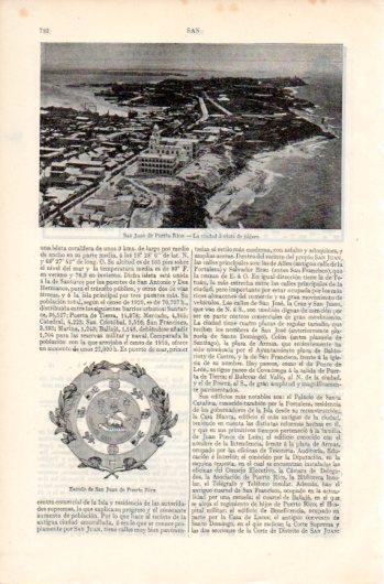 LAMINA V39414: Escudo y vista aerea de San Juan de Puerto Rico