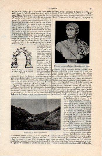 LAMINA V39559: Desfiladero de la Puerta de Trajano y busto de Trajano