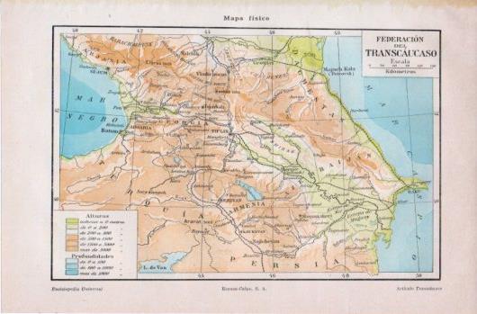LAMINA V39633: Mapa fisico de la Federacion del Transcaucaso
