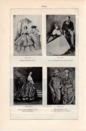 LAMINA V39639: Trajes de los años 1867 1863 y 1870