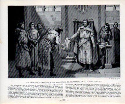 LAMINA V39060: Alfonso III concede a los aragoneses el privileio de la Union año 1287