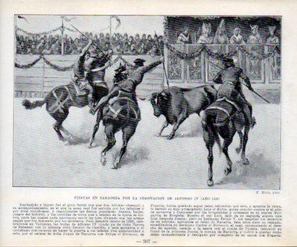 LAMINA V39069: Fiestas en Zaragoza por la coronacion de Alfonso IV año 1328