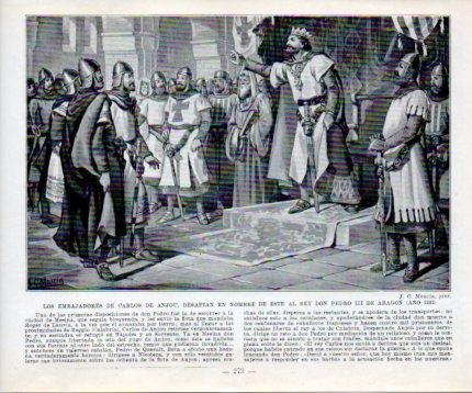 LAMINA V39053: Los embajadores de Carlos de Anjou desafian al rey Pedro III de Aragon en 1282