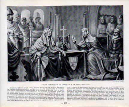 LAMINA V39032: Union definitiva de Castilla y Leon año 1230por J. Cuchy