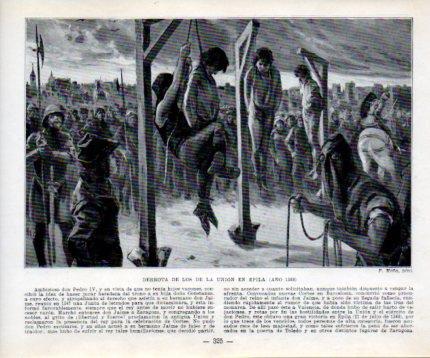 LAMINA V39077: Derrota de los de La Union en Epila año 1348 por F. Mota