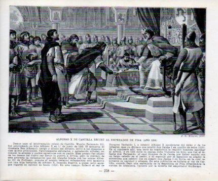 LAMINA V39045: Alfonso X de Castilla recibe al Emperador de Pisa por Mencia