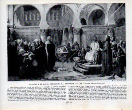 LAMINA V39050: Alfonso X El Sabio dirige la redaccion de las Tablas Astronomicas por D.T. Puebla 