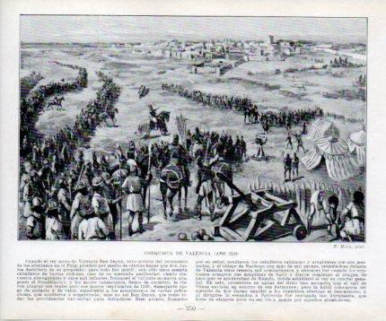 LAMINA V39041: Conquista de Valencia año 1238 por F. Mota