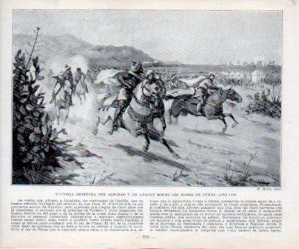 LAMINA V39107: Victoria de Alfonso V de Aragon sobre los moros de Tunez en 1432