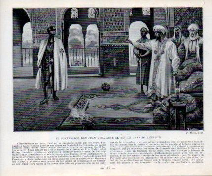 LAMINA V39121: El Comendador Juan Vera ante el Rey de Granada en 1475 por F. Mota
