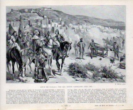LAMINA V39125: Sitio de Malaga por los Reyes Catolicos en 1487 por F. Mota