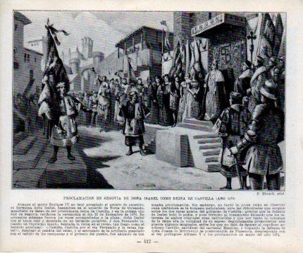 LAMINA V39118: Proclamacion en Segovia de Isabel como Reina de Castilla en 1474 por Blanch