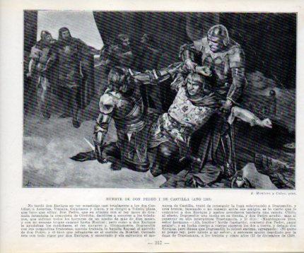 LAMINA V39088: Muerte de Pedro I de Castilla año 1369 por Montero y Calvo