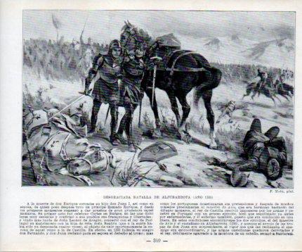 LAMINA V39089: Batalla de Aljubarrota año 1385 por F. Mota