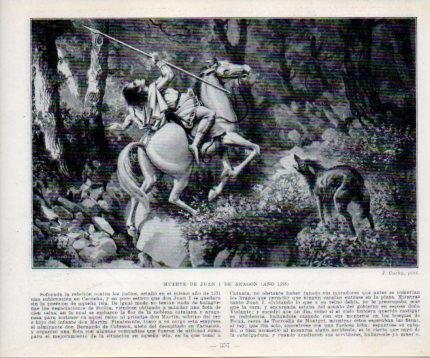 LAMINA V39093: Muerte de Juan I de Aragon en 1395 por J. Cuchy