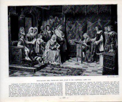 LAMINA V39100: Educacion del Principe Juan II de Castilla en 1412 por M. Cubells
